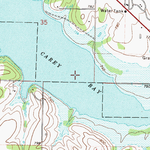 Topographic Map of Carey Bay, OK