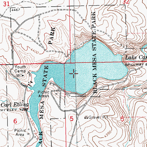Topographic Map of Lake Carl Etling, OK