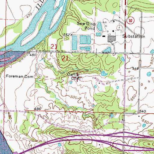 Topographic Map of Carlile Cemetery, OK