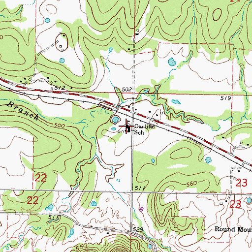 Topographic Map of Carlile School, OK