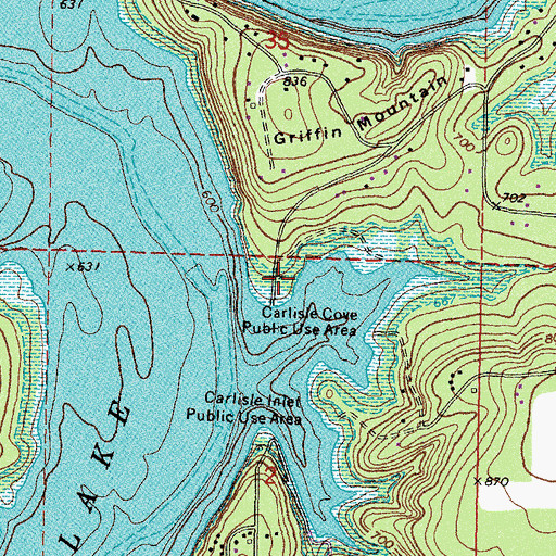 Topographic Map of Carlisle Cove Public Use Area, OK