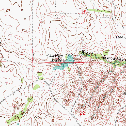 Topographic Map of Carlton Lake, OK