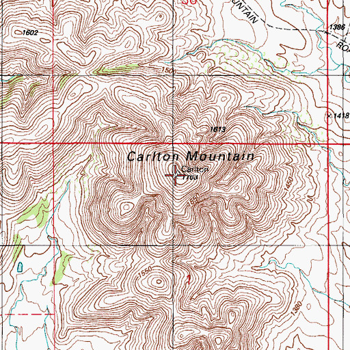Topographic Map of Carlton Mountain, OK