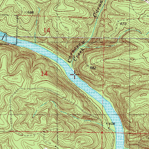 Topographic Map of Carnasaw Creek, OK