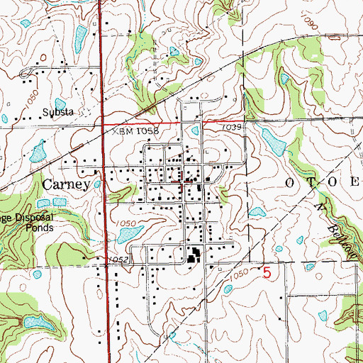 Topographic Map of Carney, OK