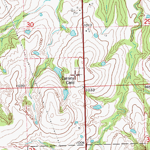 Topographic Map of Carney Cemetery, OK