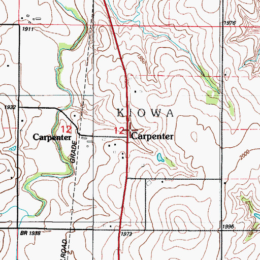 Topographic Map of Carpenter, OK