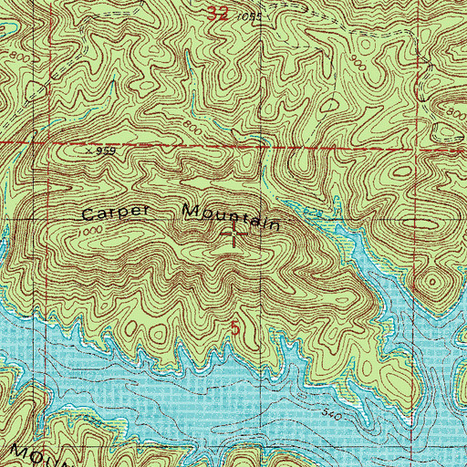 Topographic Map of Carper Mountain, OK