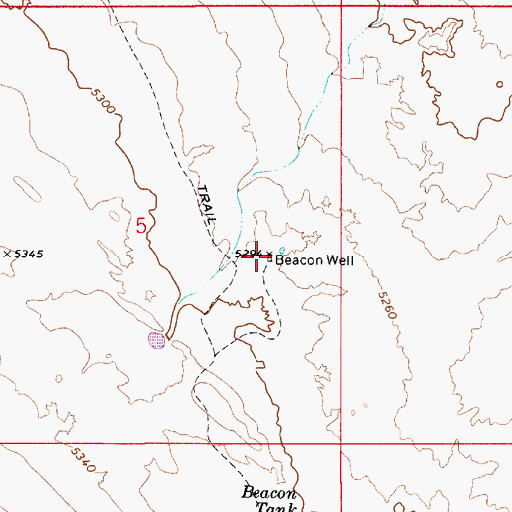Topographic Map of Beacon Well, AZ