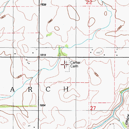Topographic Map of Carter Cemetery, OK