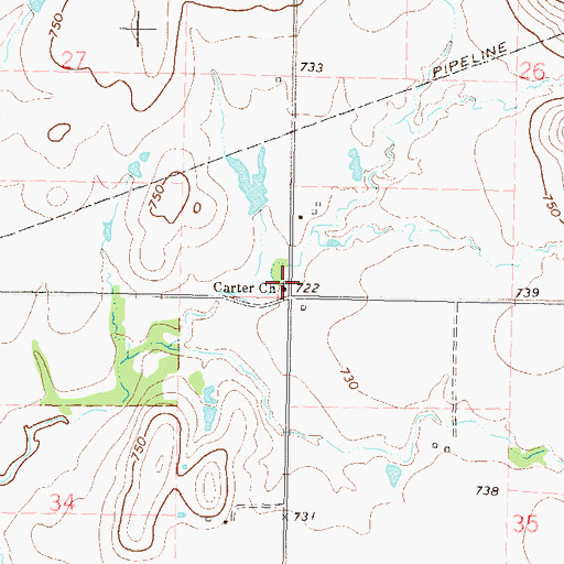 Topographic Map of Carter Church, OK