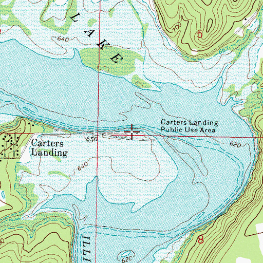 Topographic Map of Carters Landing Public Use Area, OK