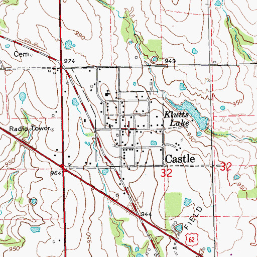 Topographic Map of Castle, OK