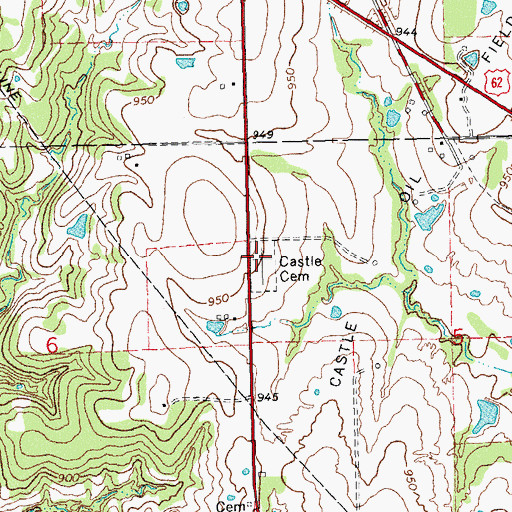 Topographic Map of Castle Cemetery, OK