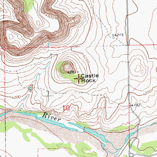 Topographic Map of Castle Rock, OK