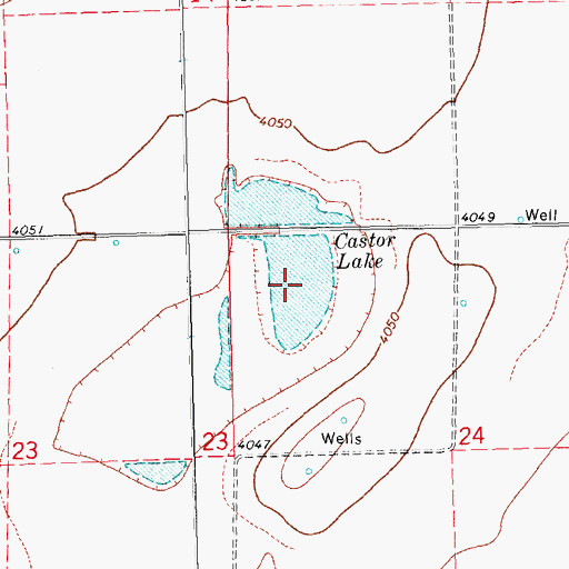Topographic Map of Castor Lake, OK