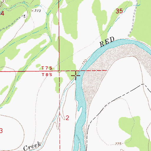 Topographic Map of Cat Creek, OK