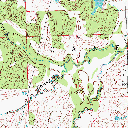 Topographic Map of Cat Creek, OK