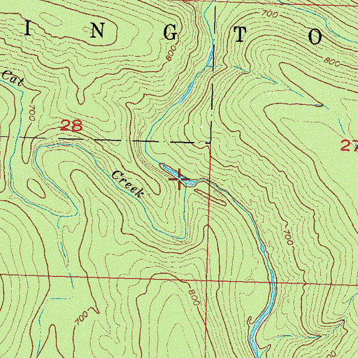 Topographic Map of Cat Creek, OK