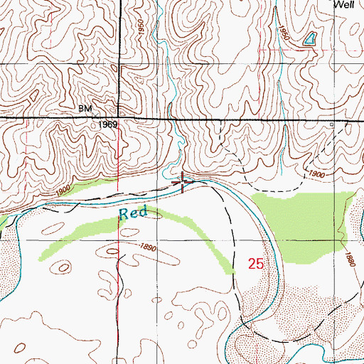 Topographic Map of Cat Creek, OK