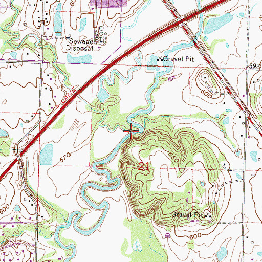 Topographic Map of Cat Creek, OK
