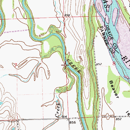 Topographic Map of Cat Creek, OK