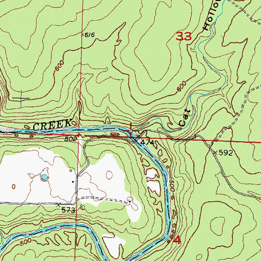 Topographic Map of Cat Hollow, OK