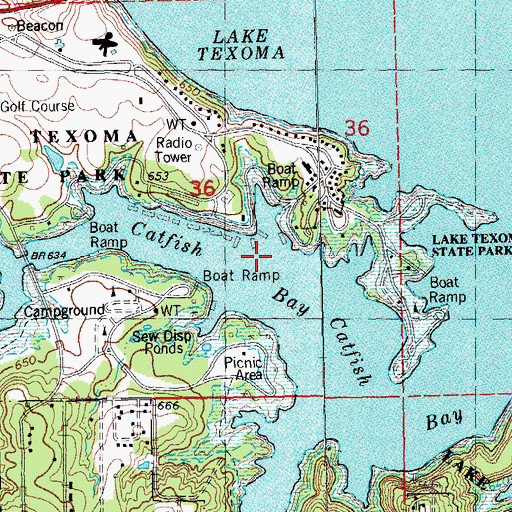 Topographic Map of Catfish Bay, OK