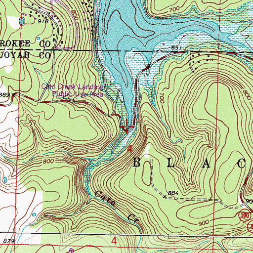 Topographic Map of Cato Creek, OK