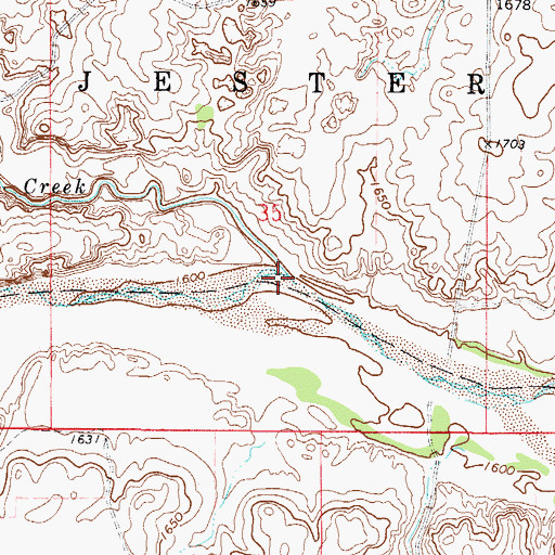 Topographic Map of Cave Creek, OK