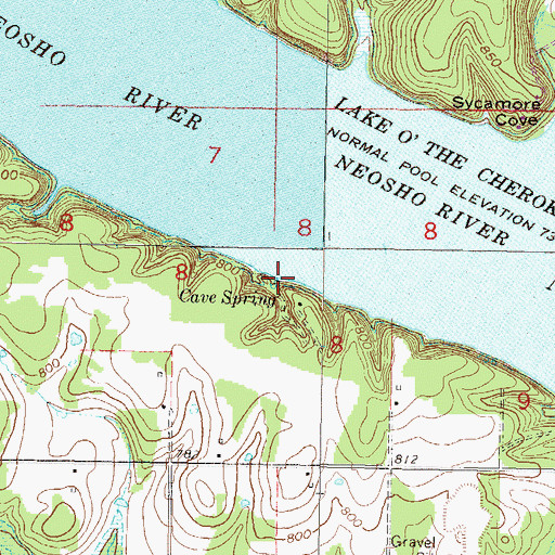 Topographic Map of Cave Spring, OK