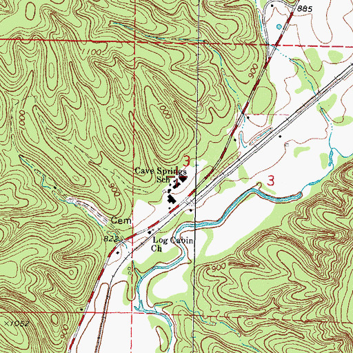 Topographic Map of Cave Springs Elementary / Middle School, OK
