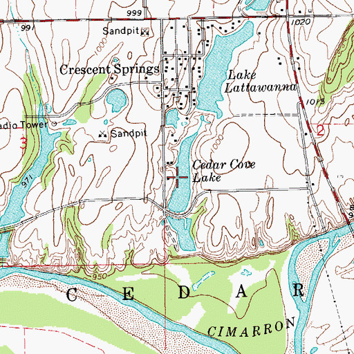 Topographic Map of Cedar Cove Lake, OK