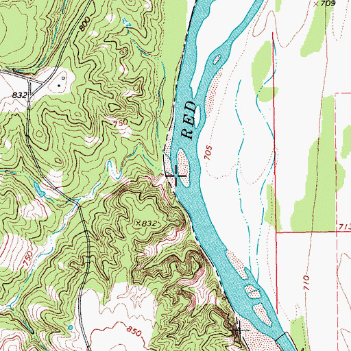 Topographic Map of Cedar Creek, OK