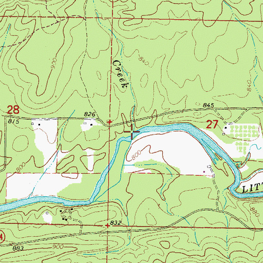 Topographic Map of Cedar Creek, OK
