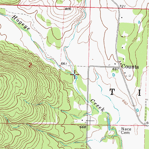 Topographic Map of Cedar Creek, OK