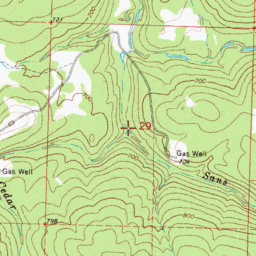 Topographic Map of Cedar Creek, OK