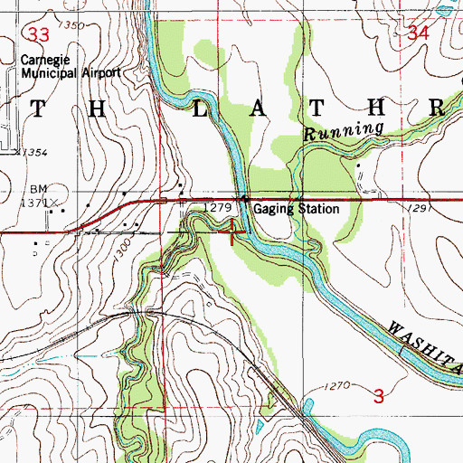 Topographic Map of Cedar Creek, OK
