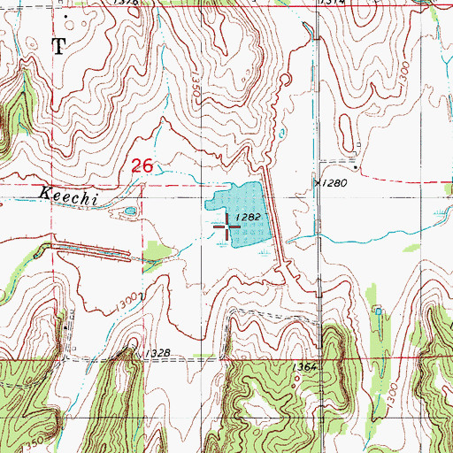 Topographic Map of Cedar Creek, OK