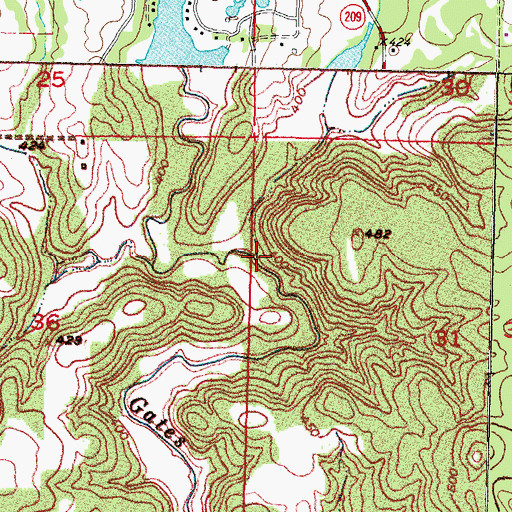 Topographic Map of Cedar Creek, OK