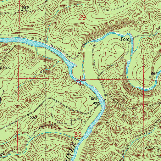 Topographic Map of Cedar Creek, OK