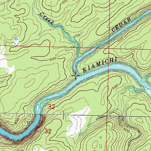 Topographic Map of Cedar Creek, OK