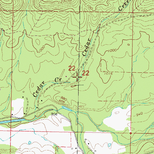 Topographic Map of Cedar Creek, OK