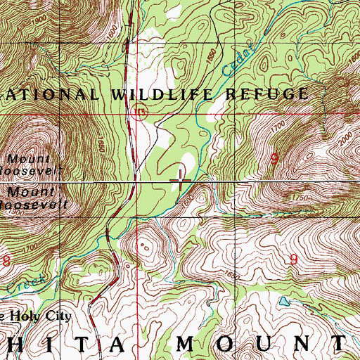 Topographic Map of Cedar Creek, OK