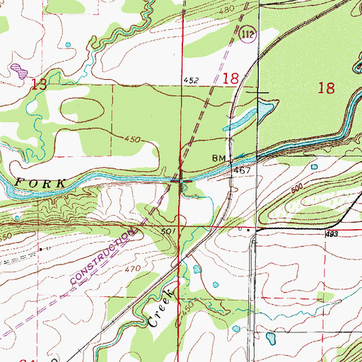 Topographic Map of Cedar Creek, OK