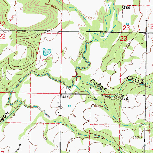 Topographic Map of Cedar Creek, OK