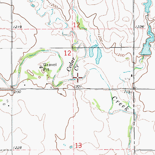 Topographic Map of Cedar Creek, OK
