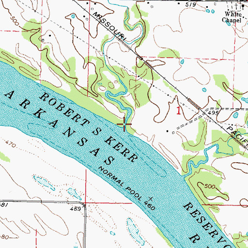 Topographic Map of Cedar Creek, OK