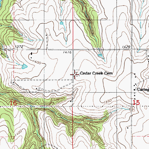 Topographic Map of Cedar Creek Cemetery, OK