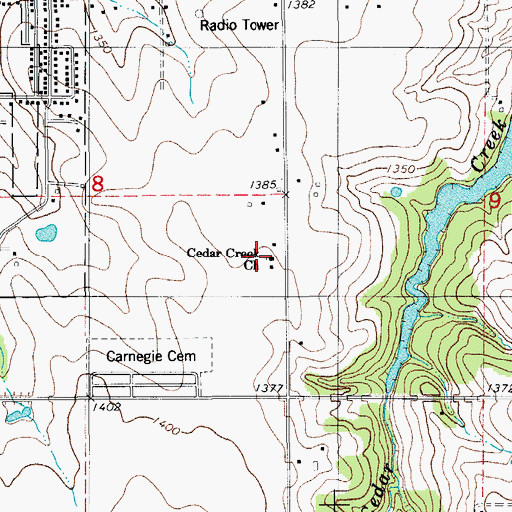 Topographic Map of Cedar Creek Church, OK